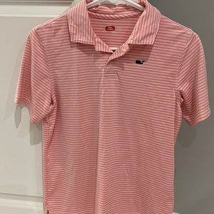 Vineyard vines pink stripe performance polo golf shirt. Size M 12-14